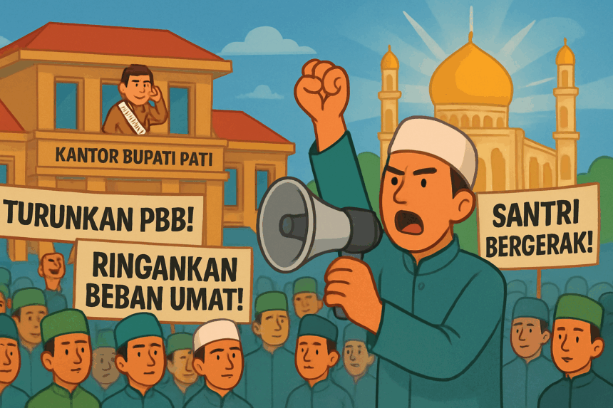 Ribuan santri dari berbagai pesantren di Kabupaten Pati bersiap menggelar aksi demonstrasi sebagai bentuk penolakan terhadap