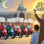 ksi unjuk rasa pengemudi ojek online (ojol) bersama mahasiswa Badan Eksekutif Mahasiswa Universitas Indonesia